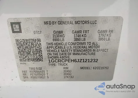 2018 Chevrolet Silverado 1500 Custom from USA, damaged, VIN 1GCRCPEH6JZ121232